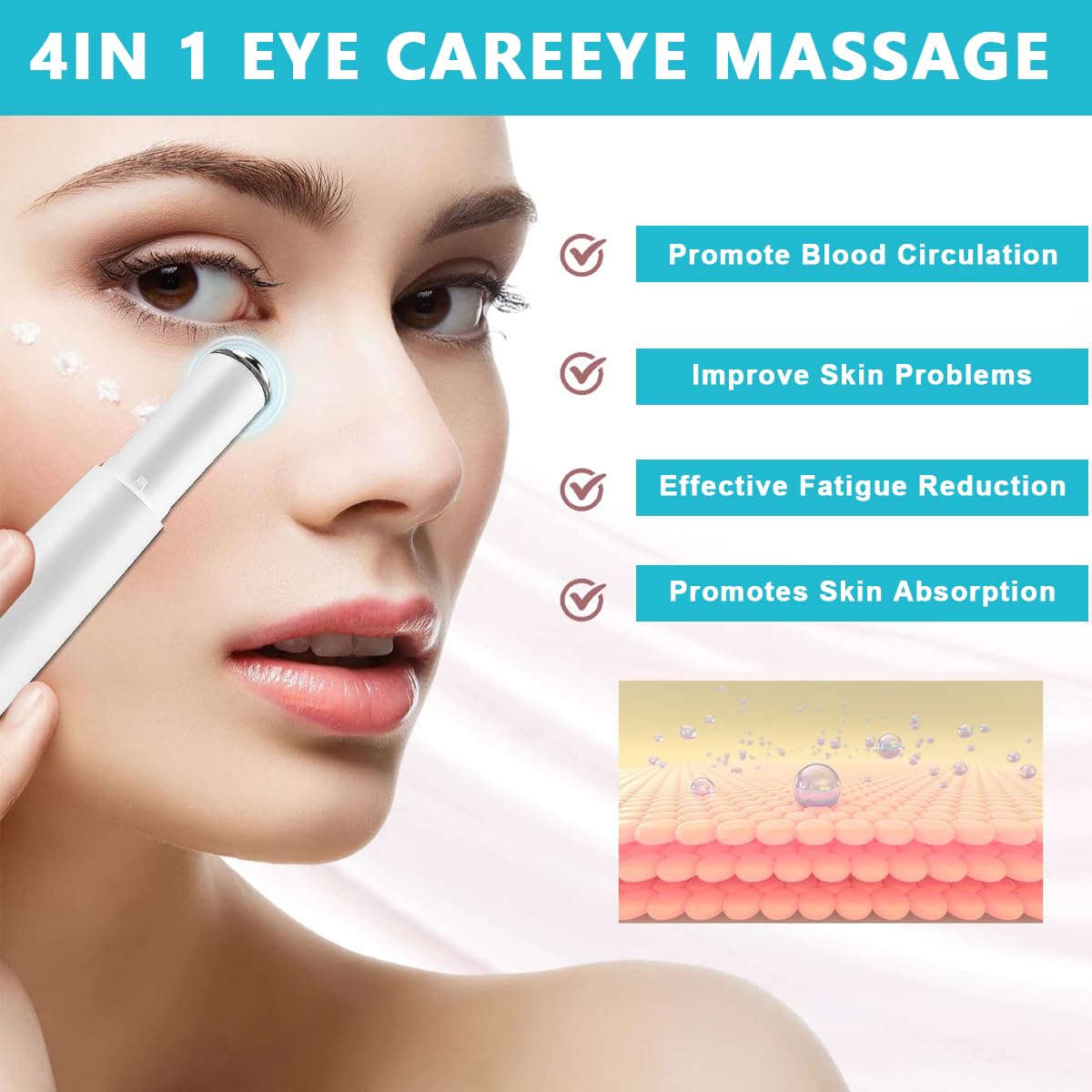 HANNEA Electric Eye Massager Wand, Face Massage Tool Wand Pen, Chargeable Facial Massager, Eye Massager for Dark Circles, Eye Bags, Puffiness Under Eyes HANNEA Electric Eye Massager Wand, Face Massage Tool Wand Pen, Chargeable Facial Massager, Eye Massager for Dark Circles, Eye Bags, Puffiness Under Eyes